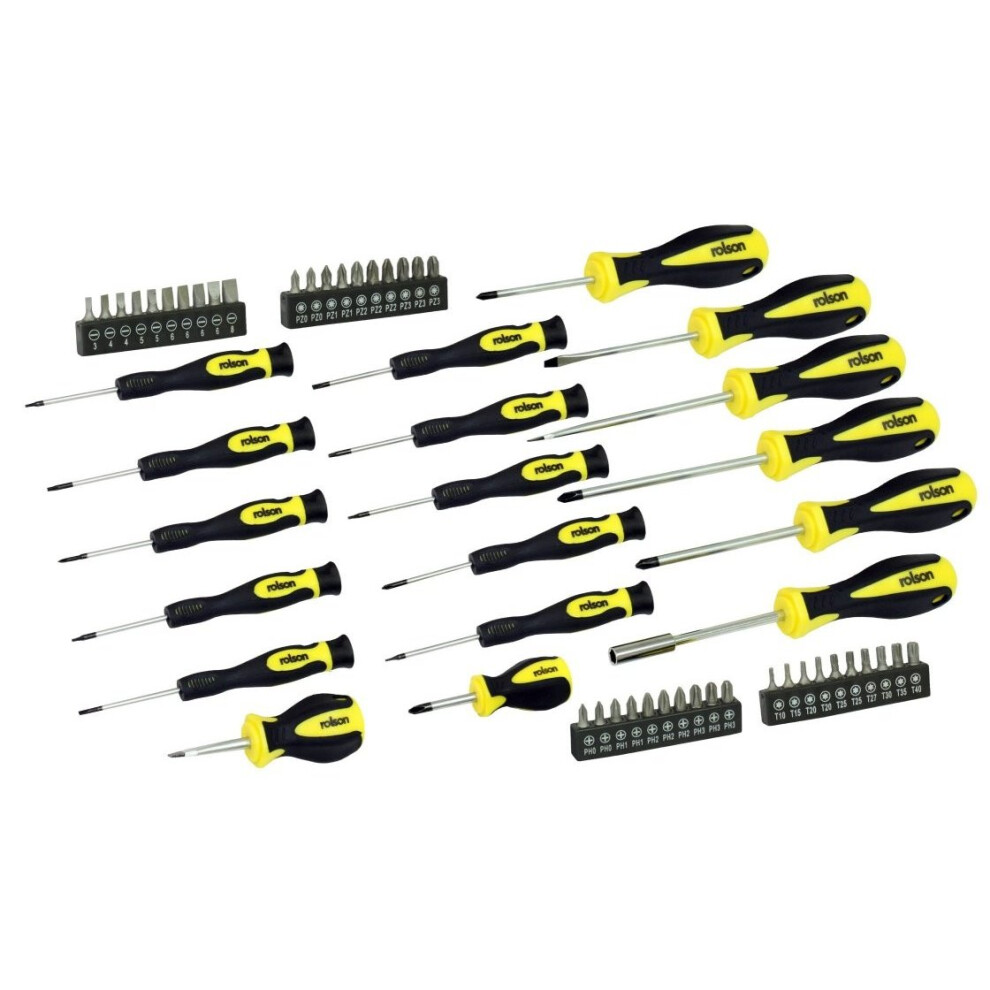 58 Piece Screwdriver Set In Storage Case -  screwdriver set 58 rolson pieces 28882