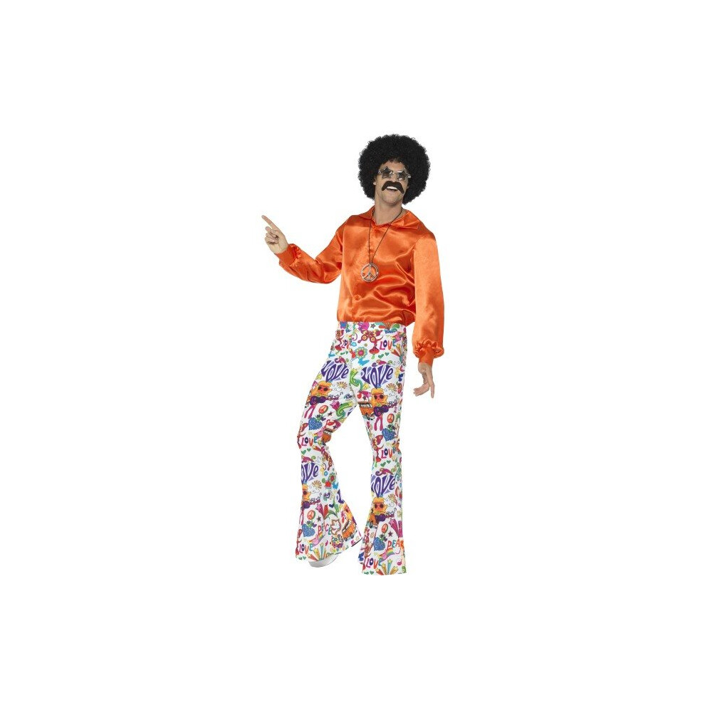 Smiffy's 44907m 60's Groovy Flared Men's Trouser (medium) - Trousers Fancy -  flared trousers fancy dress mens costume disco hippie 60s adult groovy