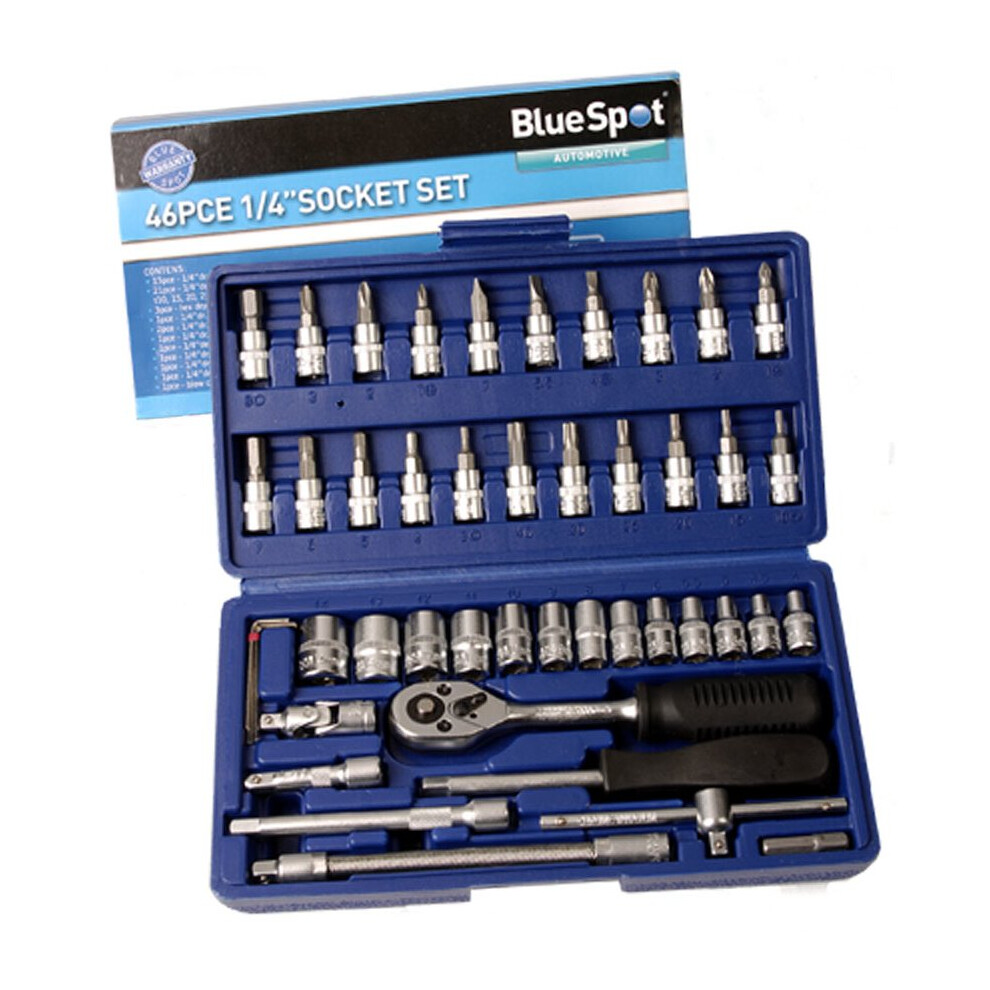 46pc Blue Spot Socket Set - 46 Piece Drive Bit Blue 14in Square Tools 01530 -  set socket 46 piece drive bit bluespot 14in square tools 01530