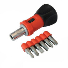 80mm Silverline Stubby Ratchet Screwdriver & 6 Bit Set - 7pce 250488 -  screwdriver set stubby ratchet 7pce silverline 80mm 250488 6 bit