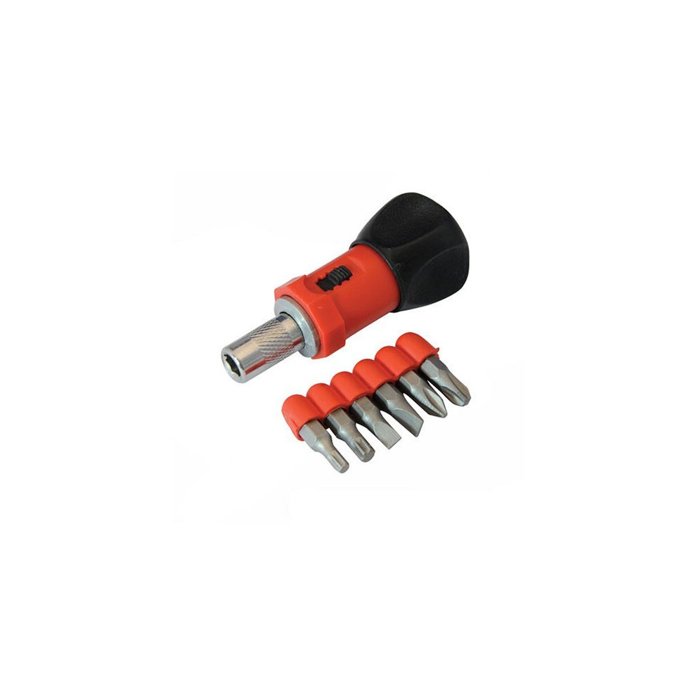 Silverline 80Mm Stubby Ratchet Screwdriver & 6 Bit Set - 7Pce 250488 - Screwdriver Set Stubby Ratchet 7Pce 80Mm 250488 6 Bit