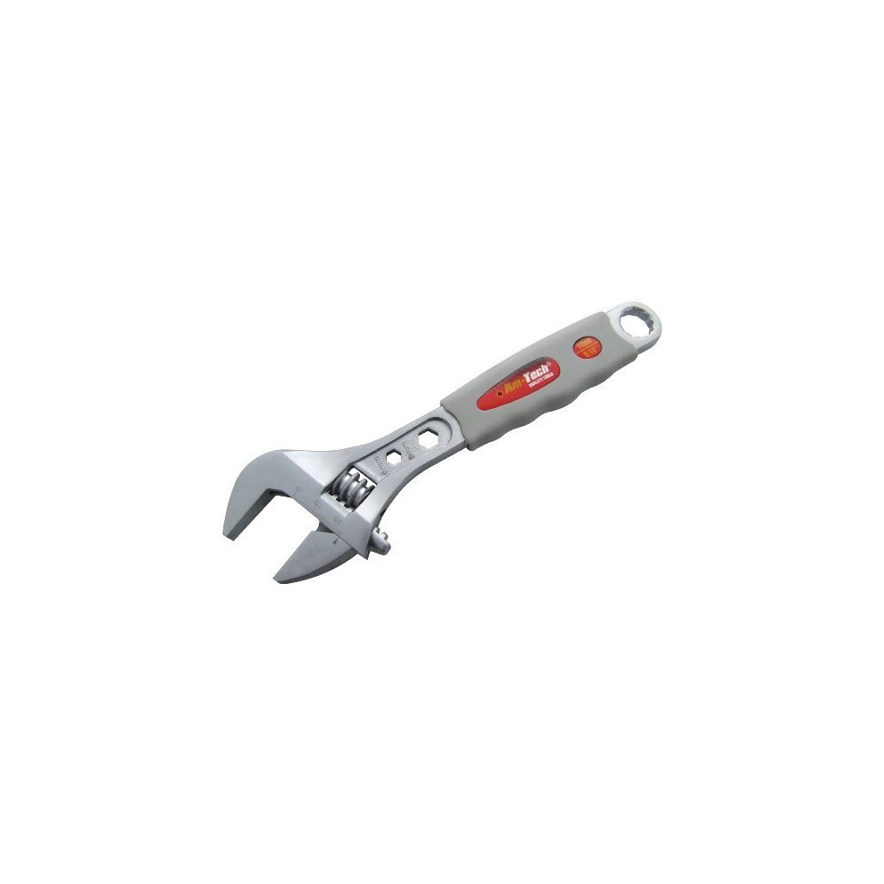 8'' Adjustable Wrench Injected Grip - 8 Spanner Heavy Duty Amtech Pipe New - Adjustable Wrench 8 Grip Spanner Heavy Duty Amtech Pipe New 5032759025060
