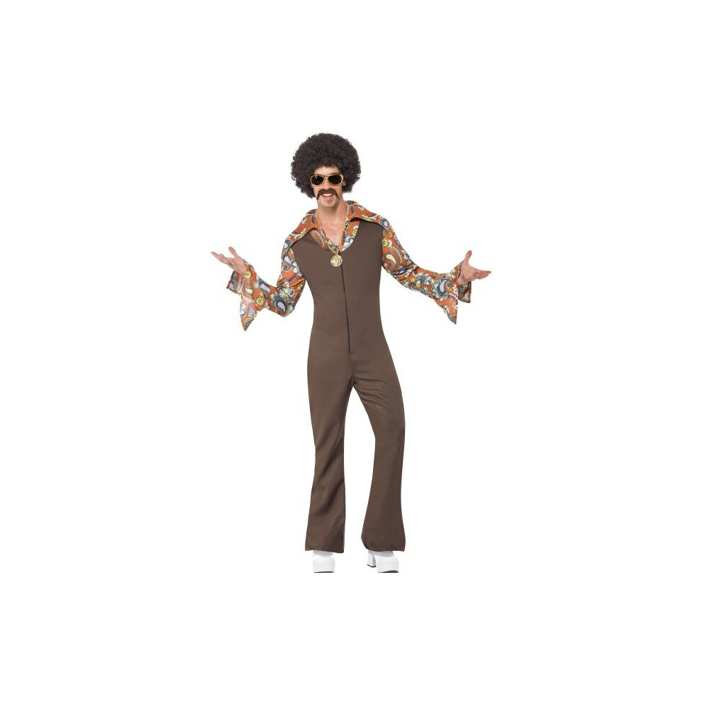 Smiffy's Adult Men's Groovy Boogie Costume, Jumpsuit With Attached Shirt, 70 - Dress Groovy Fancy Costume Mens 70S Boogie Disco 1970S Outfit Hippy
