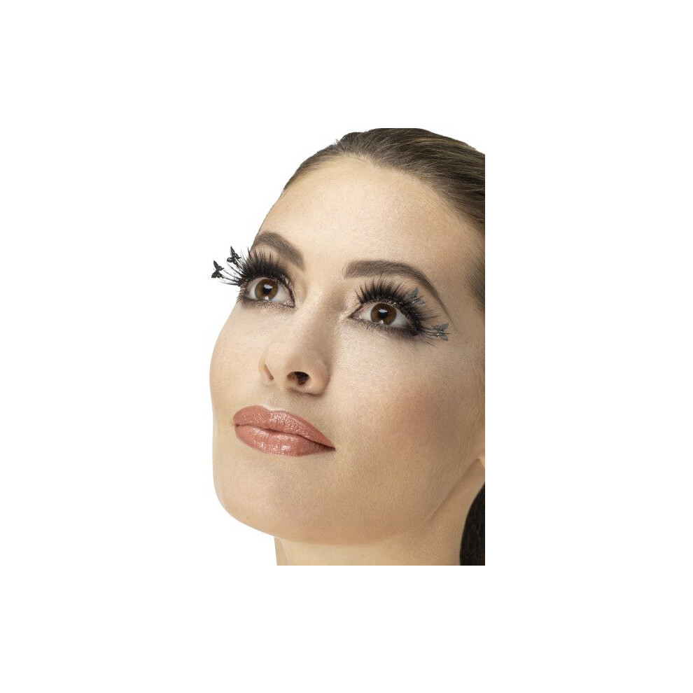 Smiffy's 47060 Winged Butterfly Eyelashes (one Size) - Black Fake False Ladies -  black eyelashes fake false ladies fancy dress butterflies long