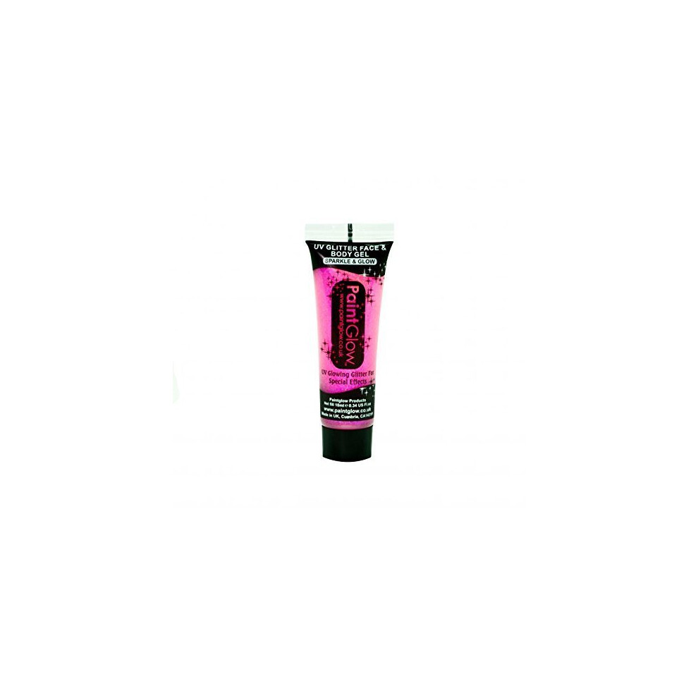 Pink Uv Glitter Body Gel, 10Ml - Face Gel Neon Glow Paint Paintglow Festival - Uv Body Glitter Face Gel Neon Glow Paint Paintglow Festival Rave