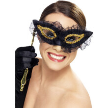 Smiffys Unisex Fastidious Eyemask - Mask Eye Black Fancy Dress Masquerade Gold -  mask eye black fastidious fancy dress eyemask smiffys masquerade