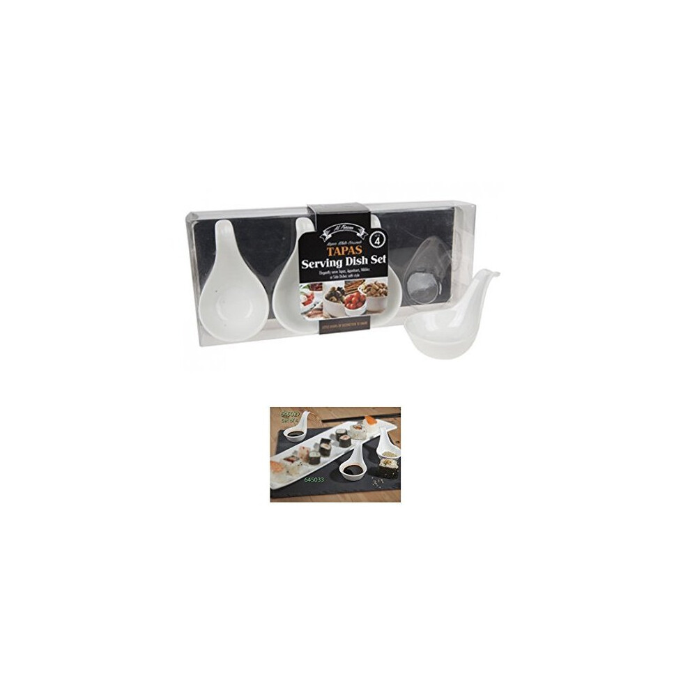 Set Of 4 Long Handled Spoon Mini Tapas Serving Dishes Spoon Bowl Sauces Dips - Spoon Set 4 Long Handled Mini Tapas Serving Dishes Bowl Sauces Dips White