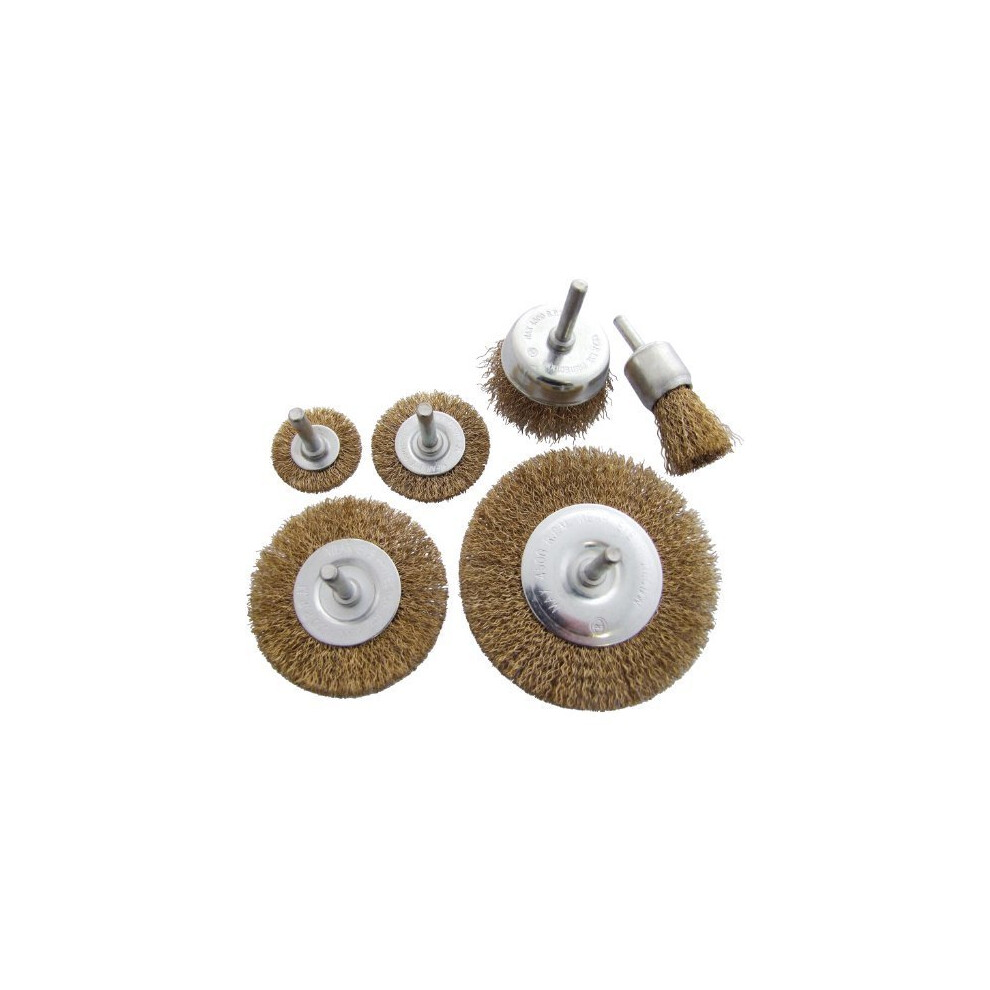 6Pc Wire Wheel Brush Set - Wheel Brush Wire Set Rotary Cup 6Pc 6Mm Shank Rust Paint Weld Decarb Amtech Removal 5032759002061