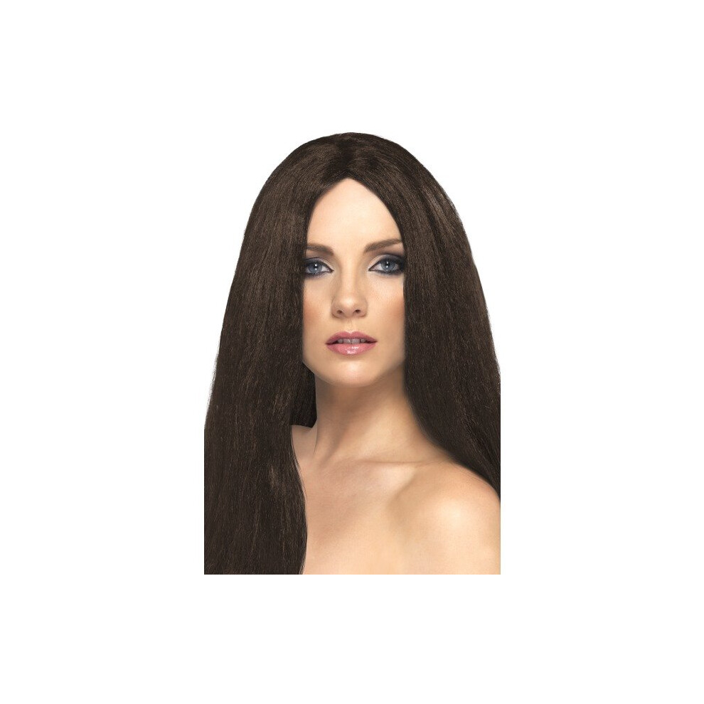 Smiffy's Star Style Wig, 44cm - Brown -  wig star style brown long straight fancy dress womens ladies smiffys accessory