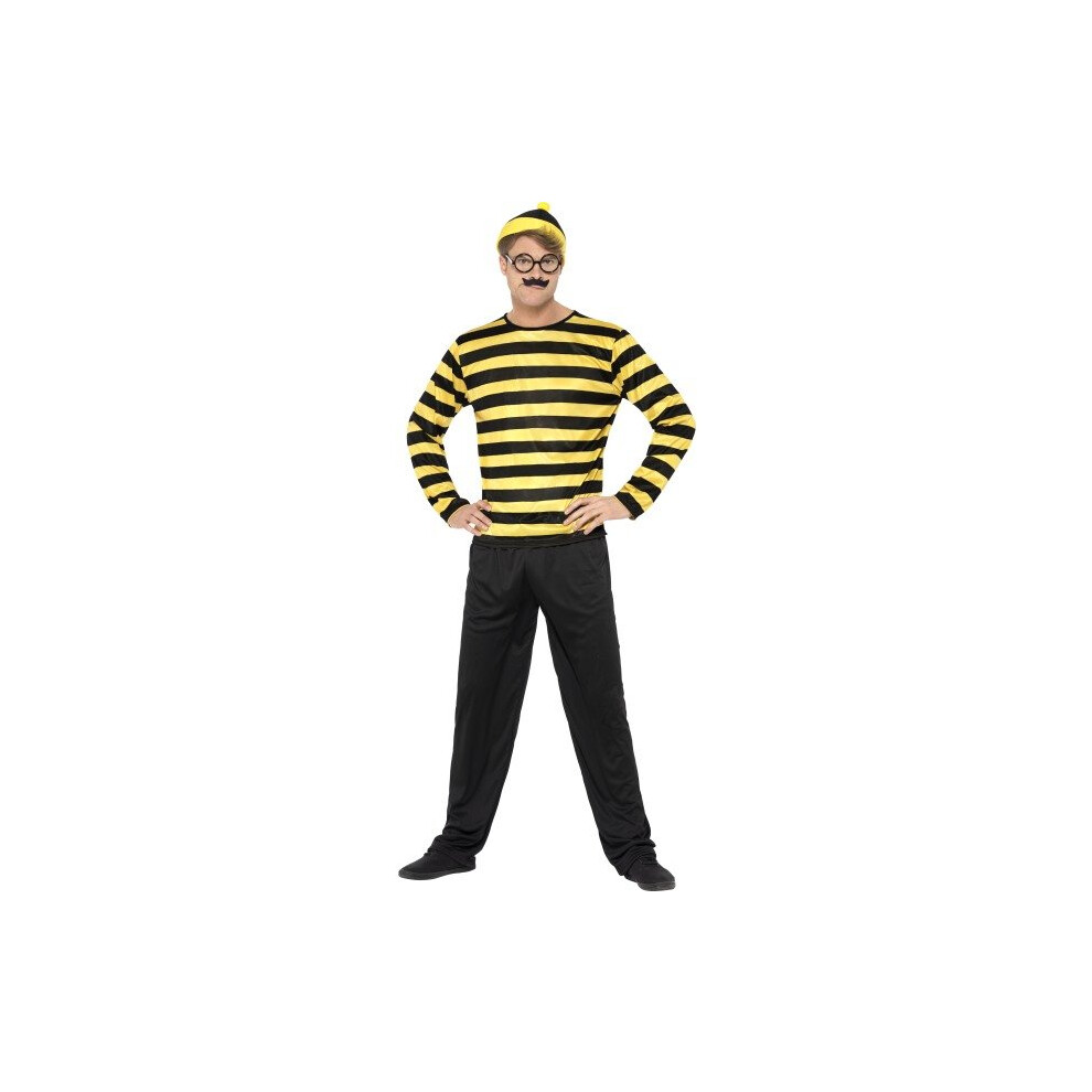 Smiffy's Large Men's Where's Wally Odlaw Costume - Wheres Wally Costume Odlaw Fancy Dress Mens Adult Book Outfit Week