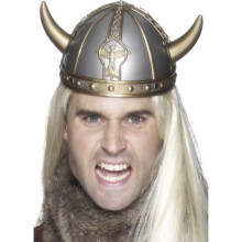 Smiffys Viking Helmet With Horns - Silver - Fancy Dress Hat Accessory Costume -  viking helmet fancy dress hat accessory costume mens medieval saxon