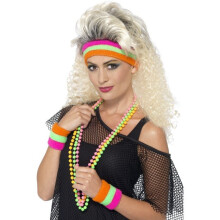 Neon Farverigt Disco 80'er Scrunchies Pandebånd 3 stk.