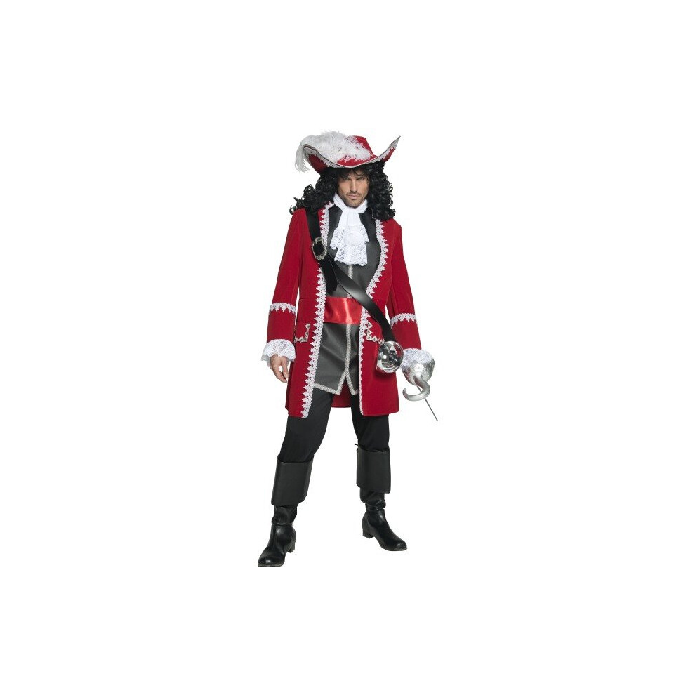 Smiffy's Men's Authentic Pirate Captain Costume, Jacket, Trousers, Top -  pirate costume captain fancy dress mens authentic hook deluxe ladies