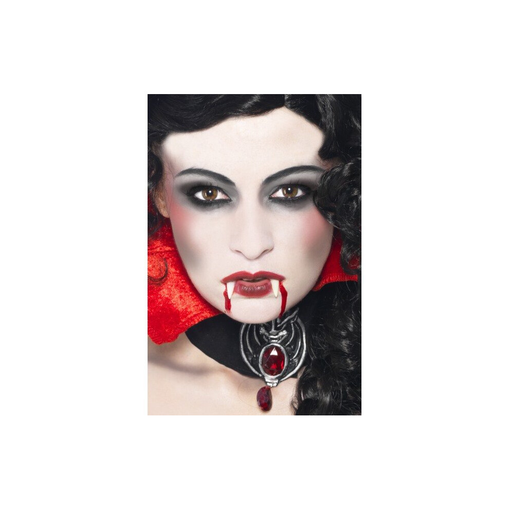 Smiffy's Vampire Make-Up Set With Fangs Sponge - Halloween Make Up Fancy Dress - Vampire Set Halloween Fangs Make Up Fancy Dress Face Makeup Costume Red