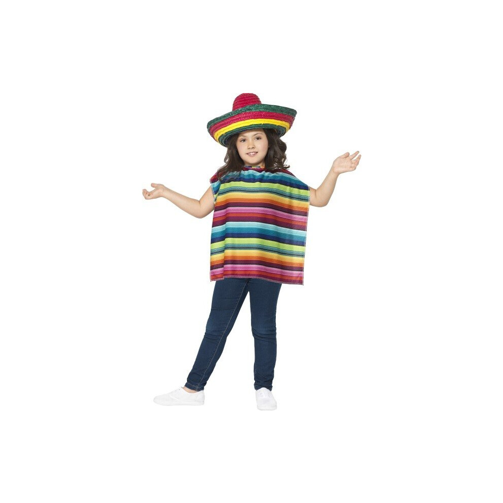 Smiffy's Unisex Mexican Instant Kit (one Size) -  mexican kit fancy dress instant poncho sombrero smiffys kids unisex size childs costume childrens