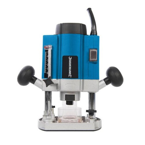 Silverline DIY 1020W Plunge Router, 1/4in Collet - 40mm Depth, 11,500-34,000 RPM, Depth Stop, Guides, Dust Port | Code 329863