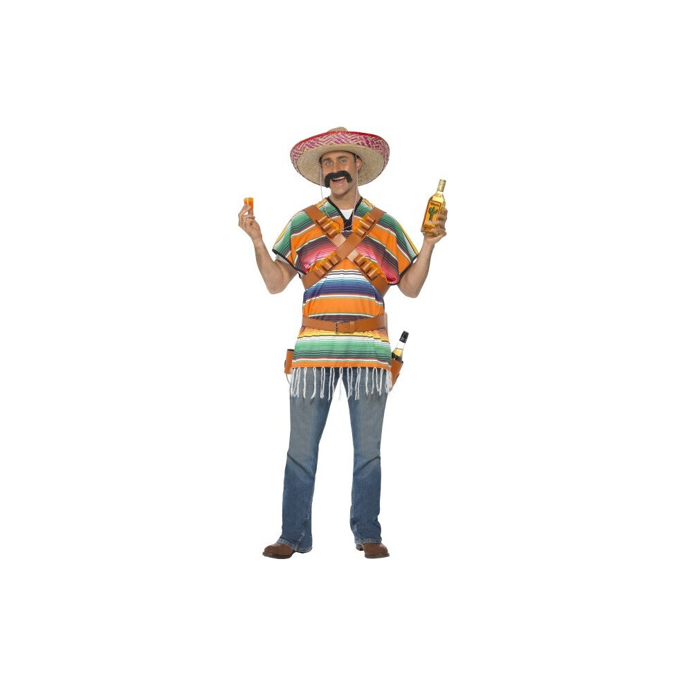 Smiffy's Men's Tequila Shooter Guy Costume - Costume Tequila Shooter Mens Fancy Dress Guy Mexican Poncho Bandoliers Belt Outfit