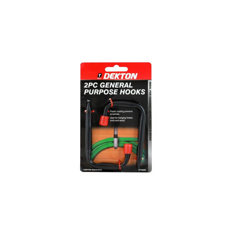 Dekton 2Pc 12Mm General Purpose Hooks - Storage Hooks Purpose Garage General Tool Bike Clip Shed Pack 2 110Mm X 55Mm Sheds Etc 5055441414102