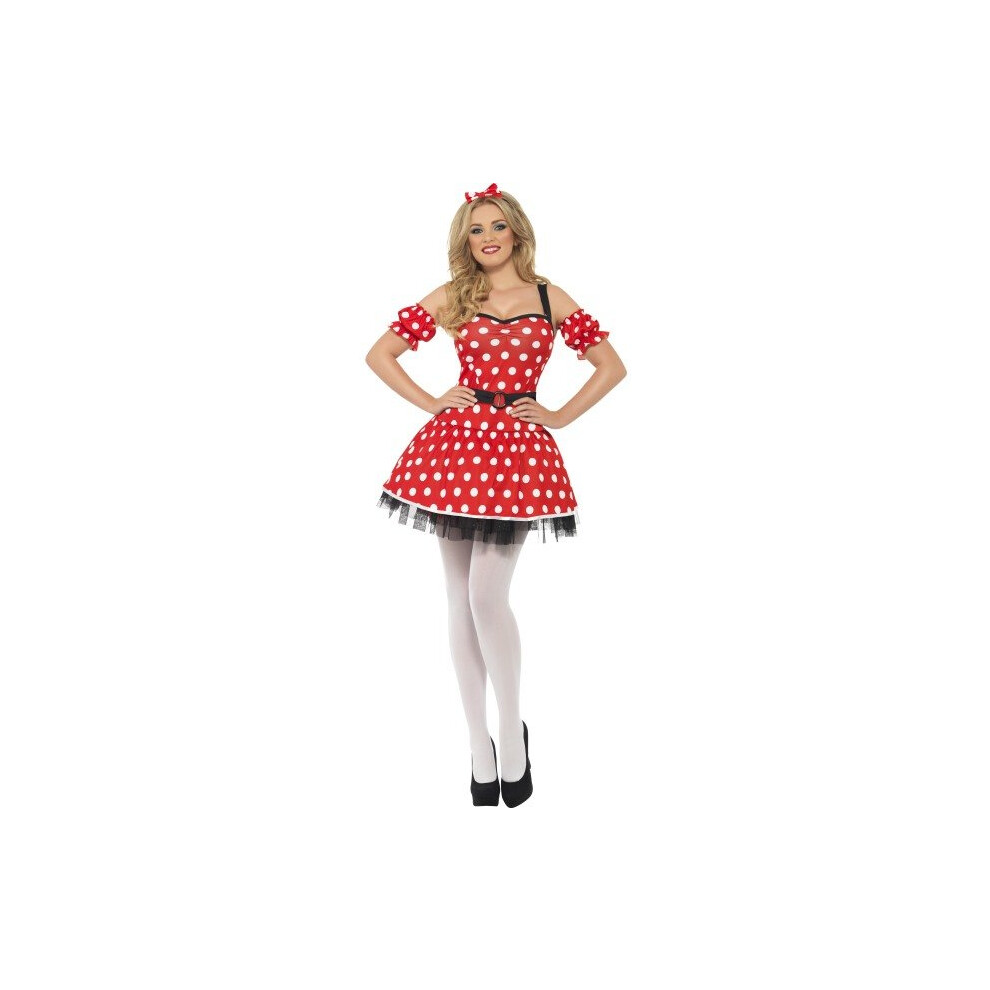 Madame Mouse Costume, Red, With Dress, Arm Cuffs And Headband -  mouse costume madame dress smiffys womens ladies minnie fancy arm cuffs headband