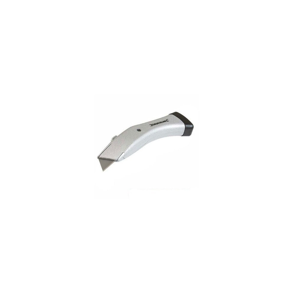 Silverline Contoured Retractable Trimming Knife 180mm - Utility Holder Craft -  knife retractable trimming contoured utility holder craft silverline