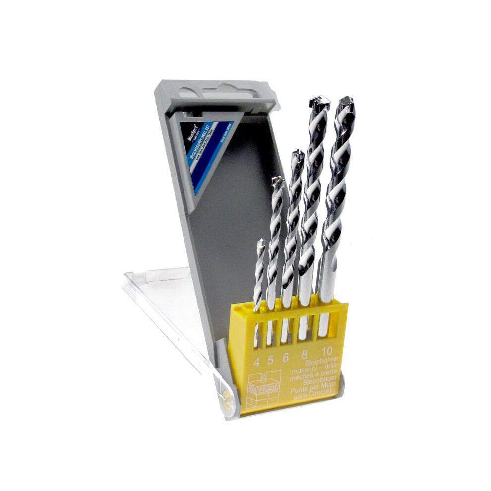 Blue Spot 5-Piece Masonry Drill Bit Set (4,5,6,8,10mm) - Zinc Plated Steel - Code 20149