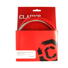 Grey Clarks Universal Stainless Steel Front & Rear Gear Cable Kit - Red Outer - clarks universal gear cable red kit front rear outer casing ss w sp4