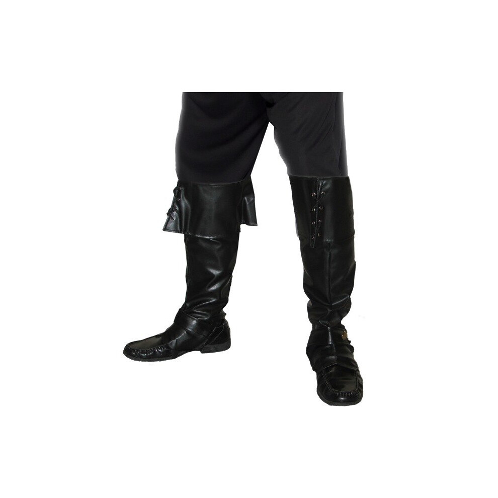 Black Pirate Bootcovers - Deluxe Fancy Dress Smiffys Mens Costume Accessory New -  pirate deluxe bootcovers fancy dress smiffys mens costume black