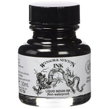 Winsor & Newton Drawing Ink Bottle, 30ml - Liquid Indian - drawing ink winsor newton indian bottle liquid 30 ml colours 30ml