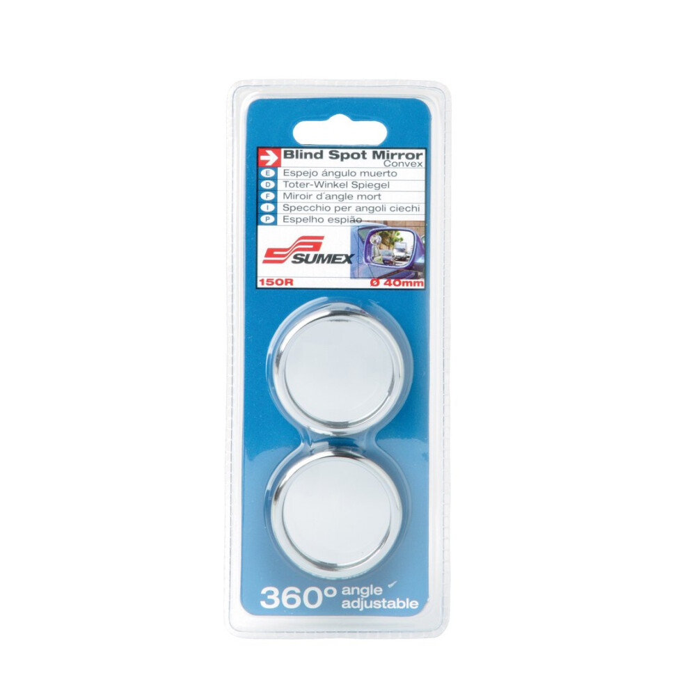 Pack Of 2 Round Chrome Blind Spot Mirrors - Car Convex Sumex 1035520 Self - 2 Blind Spot Car Convex Round Mirrors Sumex Pack Chrome 1035520 Self 8424332355201