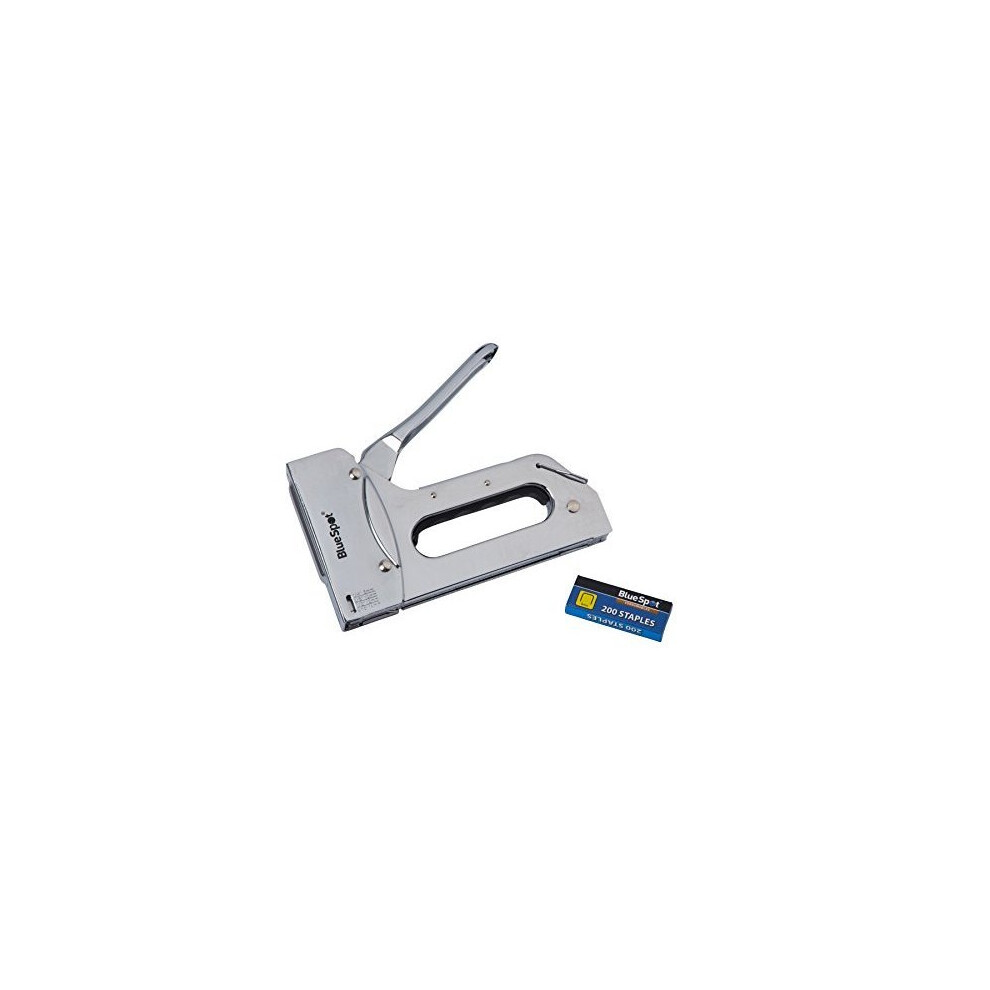Bluespot Heavy Duty Staple Gun - Heavy Duty Staple Stapler 200 Staples Blue Spot Steel Tacker 614Mm 8Mm Nail Upholstery Wood New 5028734351118