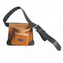 Silverline Leather Nail & Tool Bag 8 Pocket 260 x 230mm - Belt 675030 -  tool leather nail bag 8 silverline pocket belt 675030 260 x 230mm