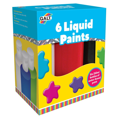 Glat Pack Of 6 Liquid Paints Art Set - Galt Young Toys Six 250ml - galt ...