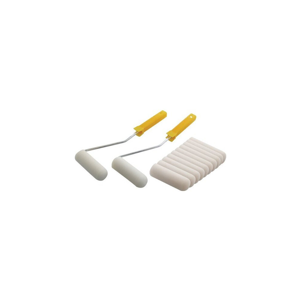 14pc Mini Paint Roller Set - Gloss Handles Decorating Emulsion Sleeves Painting -  roller paint set mini gloss handles decorating emulsion sleeves