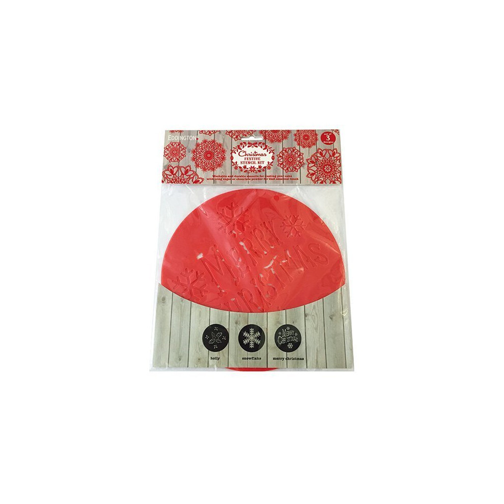 Eddingtons Set Of 3 Christmas Cake Stencils -  eddingtons christmas cake 3 set stencils