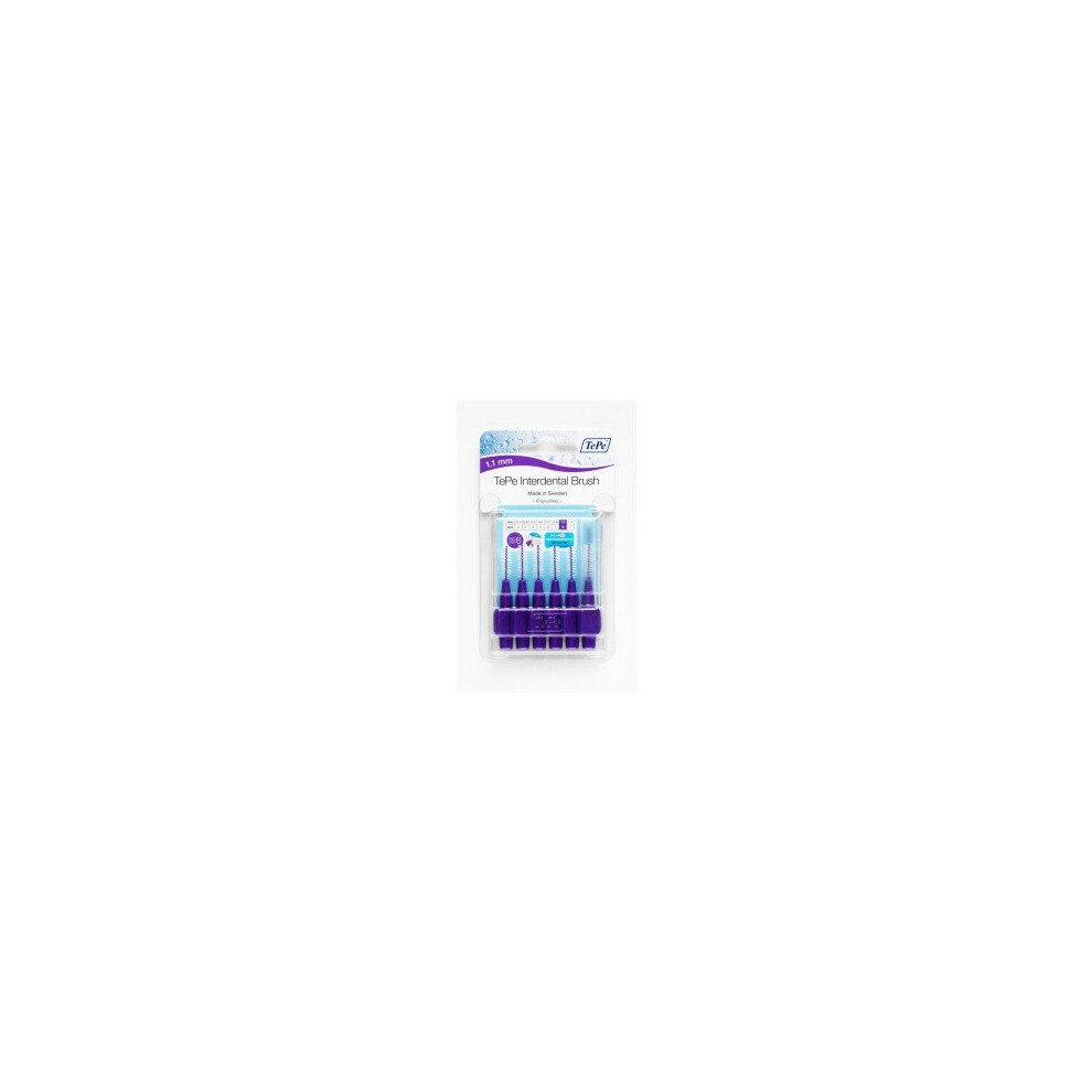 Tepe Interdental Brushes 1.1mm Purple, 6x11mm Pack for Clean Between Teeth (OL608H)