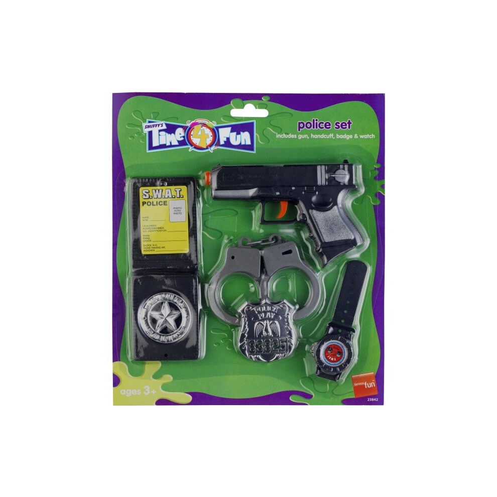 Smiffy's Police Set With Gun Handcuff Badge And Watch - Fancy Dress Kids - Police Set Gun Badge Watch Fancy Dress Kids Toy Handcuffs Cop Not,Specified