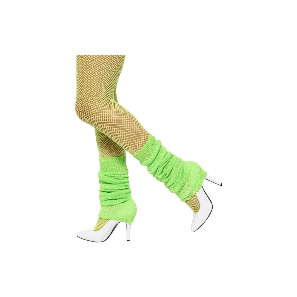 Neon Green Legwarmers -  neon green leg warmers legwarmers fancy dress 80s smiffys ladies accessory 1980s