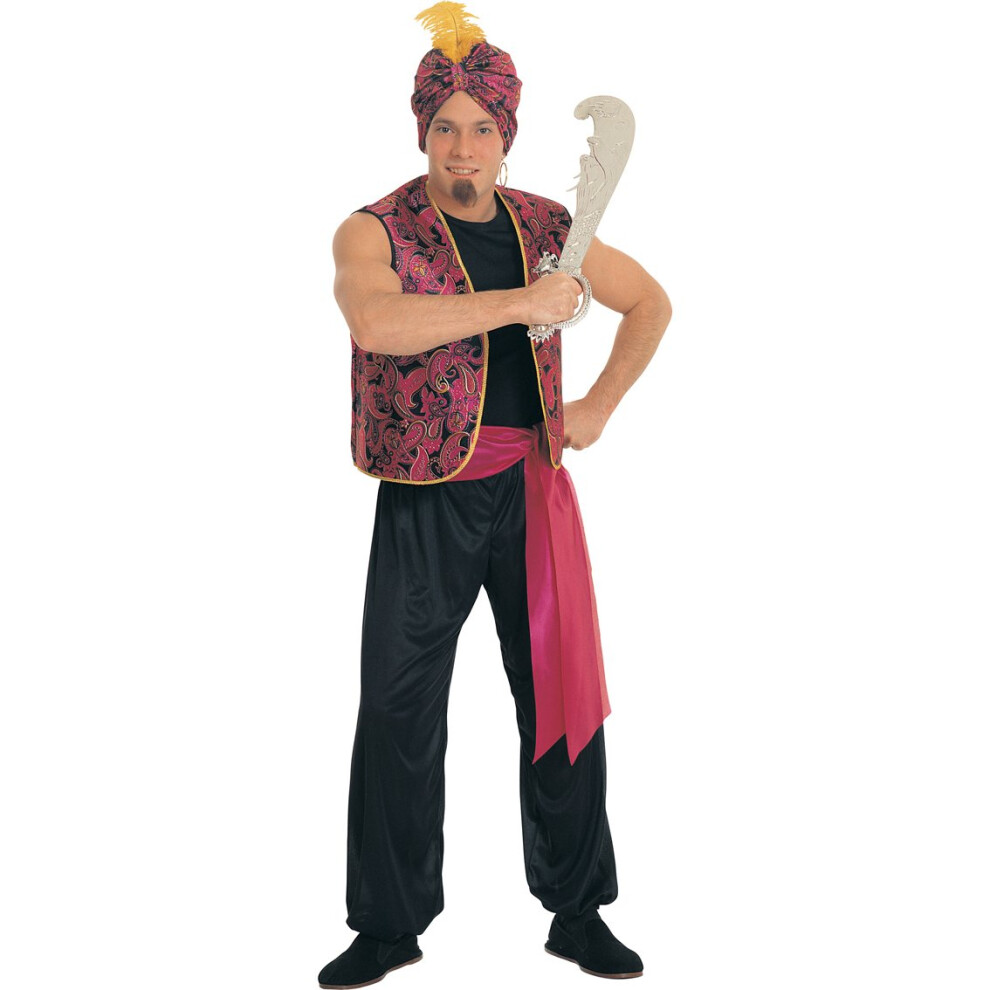 Standard Size Men's Sultan Costume - Dress Fancy Rubies Official Arabian Genie -  sultan dress fancy rubies standard costume official size arabian