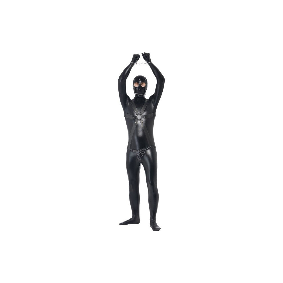 Smiffy's Adult Men's Gimp Costume, Bodysuit With Straps And Chainmail