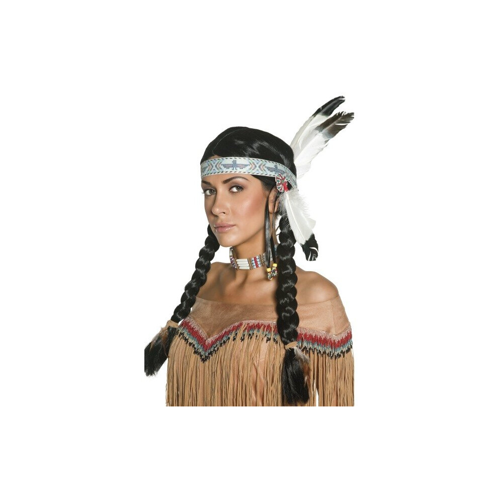 Smiffy's Ladies Native Indian Wig - Wig Indian Native Fancy Dress Costume Western Black
