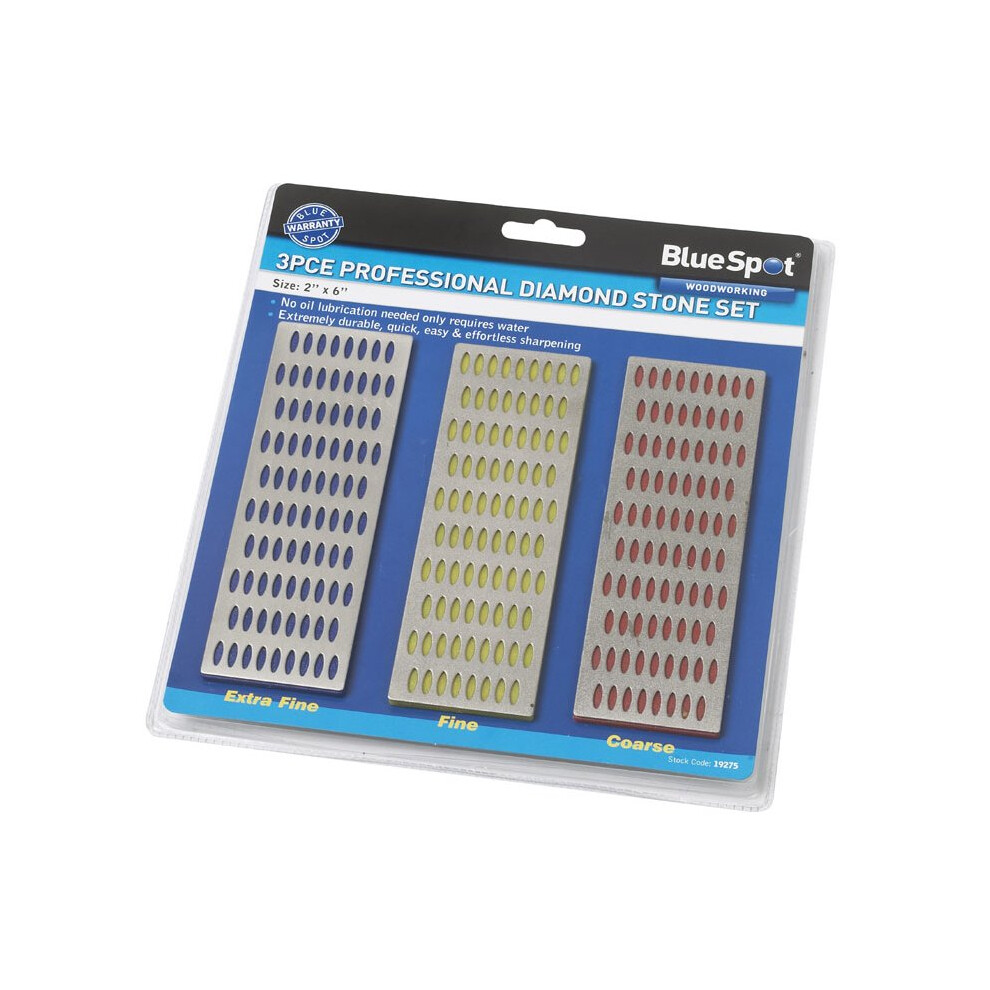 Bluespot 3 Pce 150mm x 50mm Diamond Sharpening Whetstone Set - Stone 2in 6in -  diamond stone set 3 2in x 6in bluespot 19275 tools sharpening bs19275