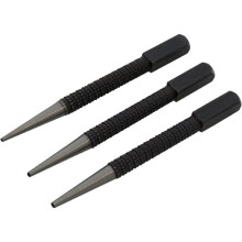 Am-Tech 3-Piece Nail Punch Set (100mm) - Alloy Steel, Knurled Handle, Square Striking Heads - H1000