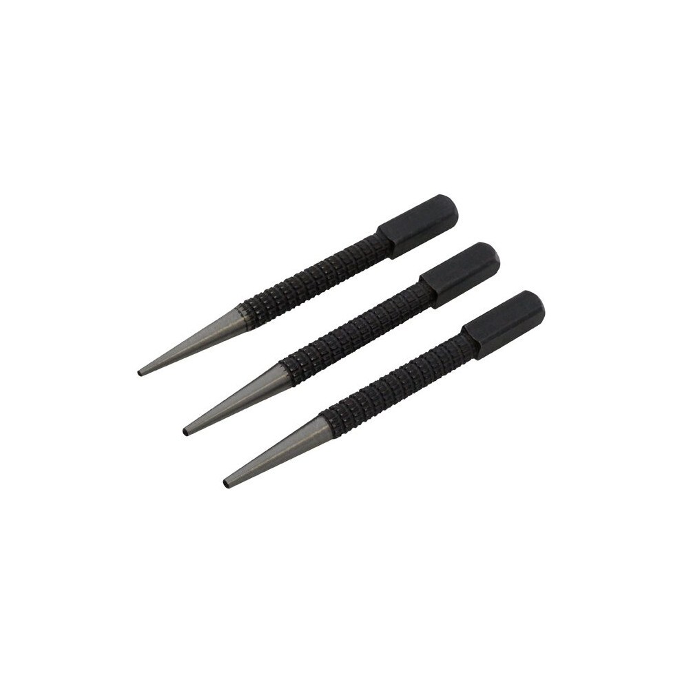 Am-Tech 3-Piece Nail Punch Set (100mm) - Alloy Steel, Knurled Handle, Square Striking Heads - H1000