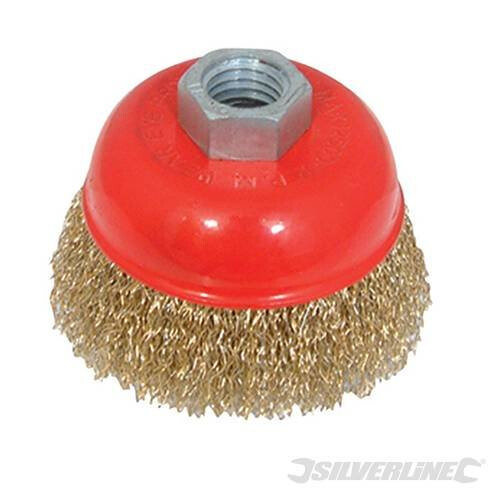 Silverline Silverline Angle Grinder 75mm Crimped Brassed Steel Wire Cup Brush