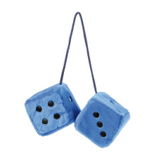 7 x 7cm Blue Furry Dice Car Hangers - Black Sume Dots Dados40 - blue black furry dice sumex dots dados40