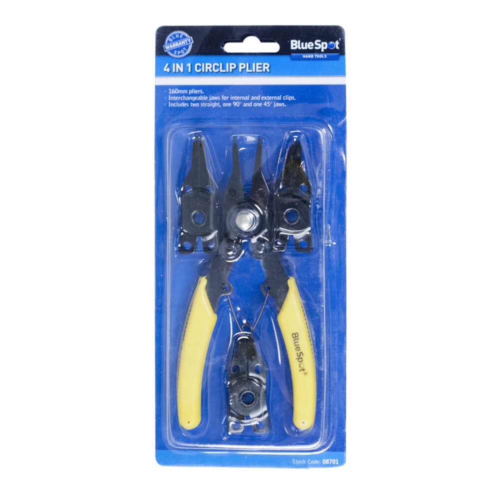 Bluespot 4-In-1 Hardened Steel Circlip Plier - 4 1 Tools Bs08701 - Circlip Plier 4 1 Tools Bs08701