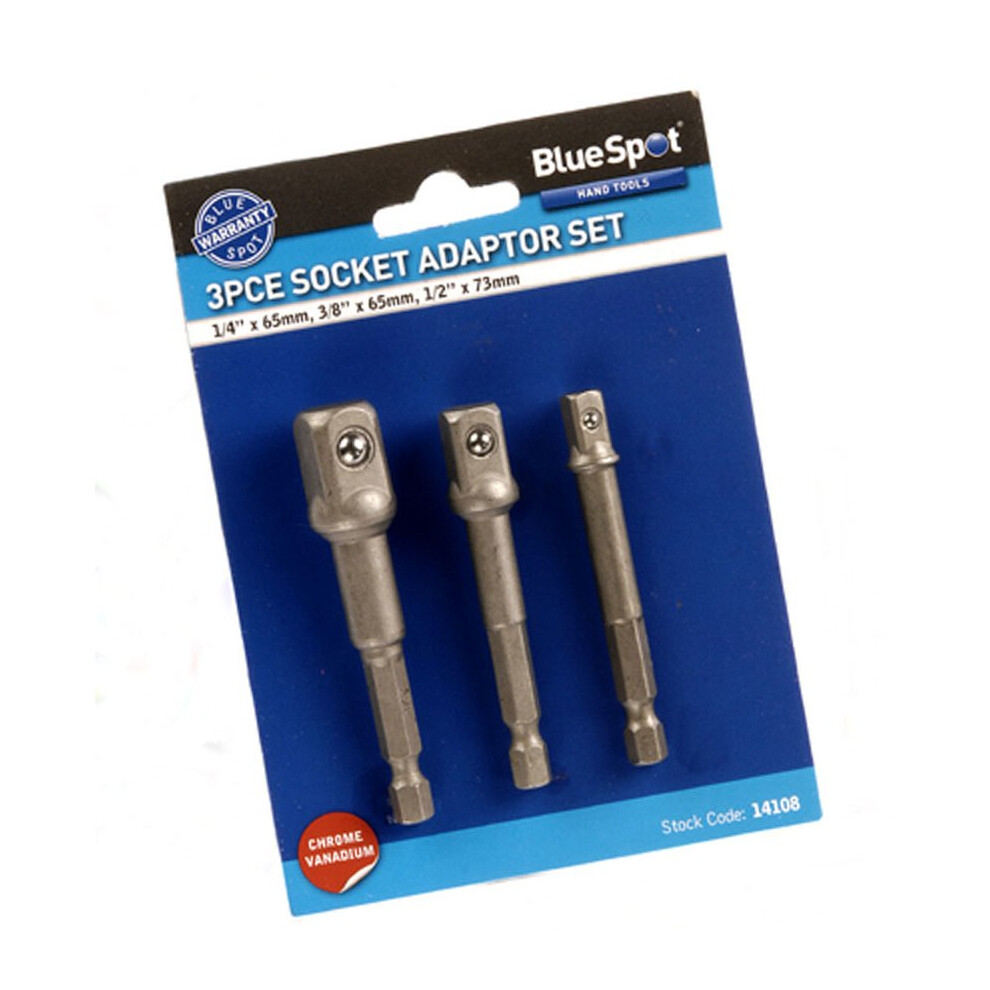 Spot 3 Pce Chrome Vanadium Socket Adaptor Set - 14108 Piece Drill - Socket Set Adaptor 3 14108 Piece Drill Blue