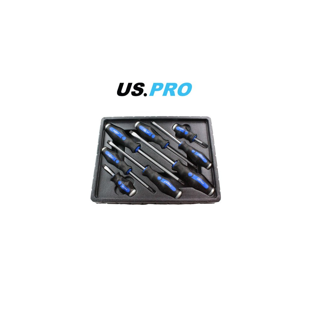 US PRO 8pc Go-Through Screwdriver Set Phillips & Slotted 1605