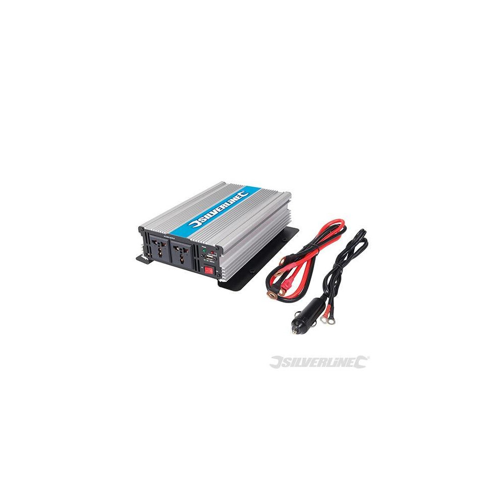 Silverline 12v Inverter 1000w (2 x 500w) - 168754 -  inverter silverline 12v 1000w 168754