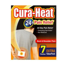 Cura Heat Back & Shoulder Pain Patches - 7-Count Pack for Targeted Heat Therapy